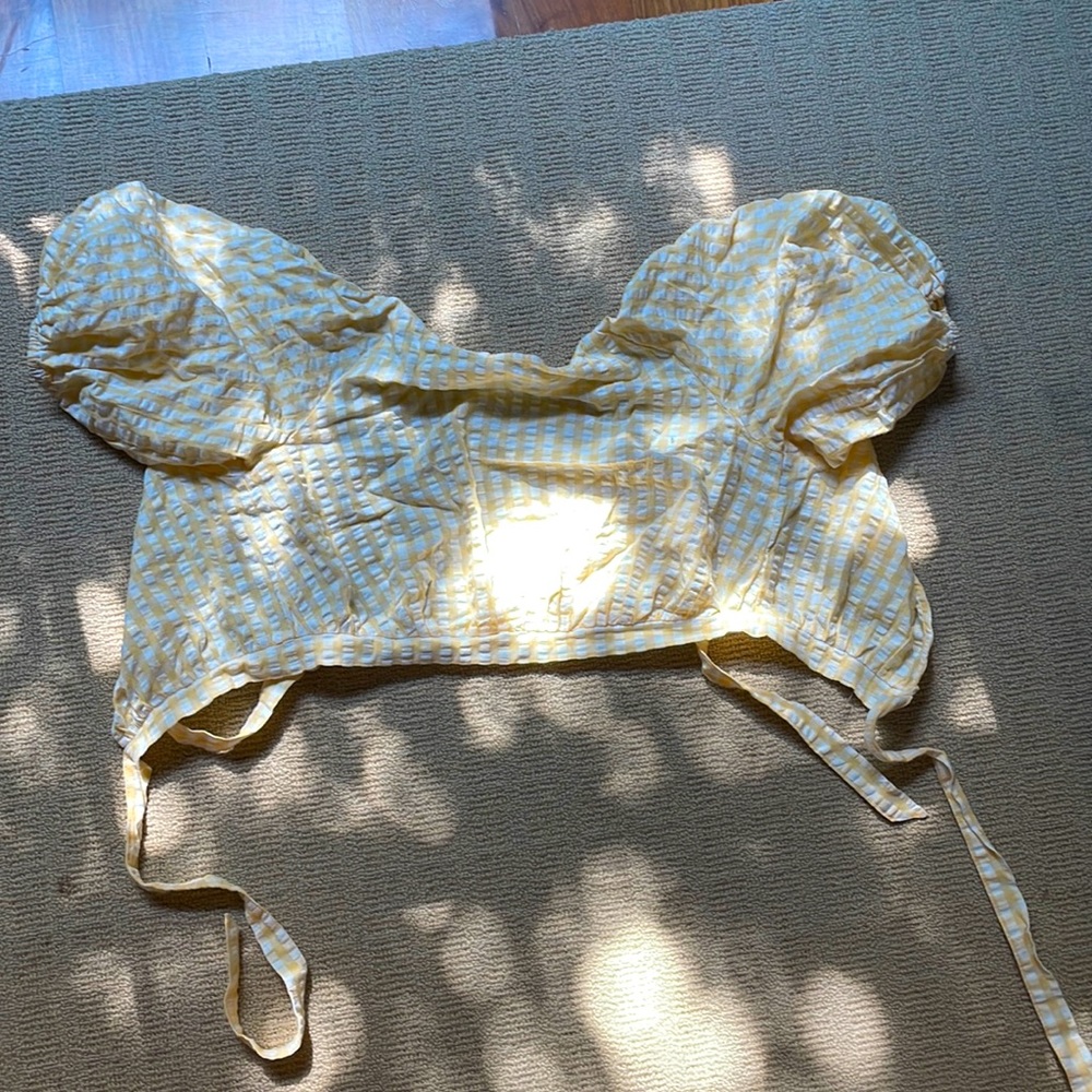 White and Yellow Crop Top